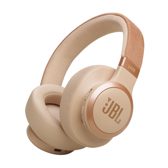 JBL Live 770NC - Sand - Wireless Over-Ear Headphones with True Adaptive Noise Cancelling - Hero
